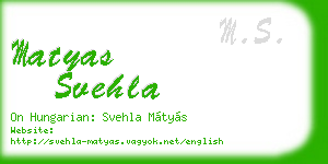 matyas svehla business card